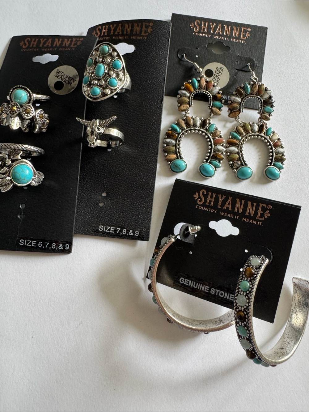 Shyanne Turquoise and Brown Western Ring, Hoop Earrings & Cuff Set